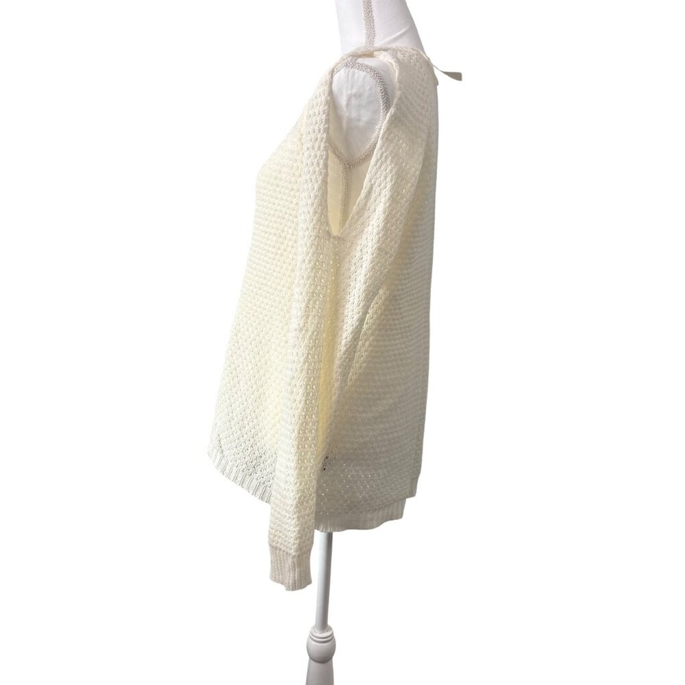 De Ratchild Womens Juniors Cold Shoulder Knit Cream Sweater 2X Long Sleeve - Picture 2 of 14